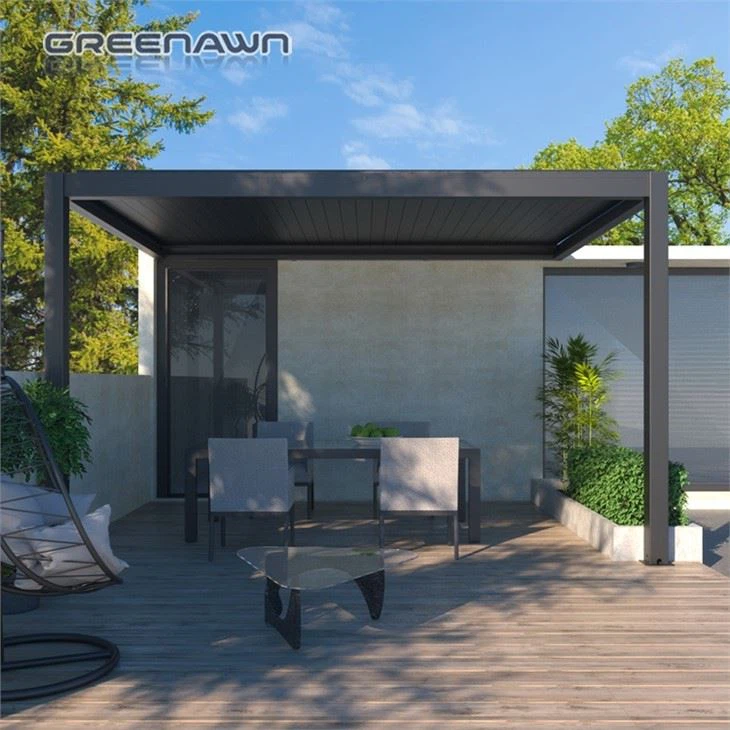 Motorized louvered roof pergola system
